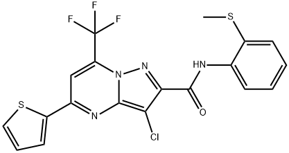 3-chloro-N-[2-(methylsulfanyl)phenyl]-5-(2-thienyl)-7-(trifluoromethyl)pyrazolo[1,5-a]pyrimidine-2-carboxamide Structure