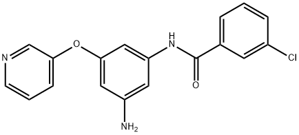 N-[3-amino-5-(3-pyridinyloxy)phenyl]-3-chlorobenzamide Struktur