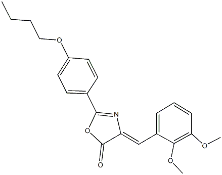 2-(4-butoxyphenyl)-4-(2,3-dimethoxybenzylidene)-1,3-oxazol-5(4H)-one 化学構造式
