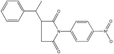1-{4-nitrophenyl}-3-(1-phenylethyl)pyrrolidine-2,5-dione Struktur