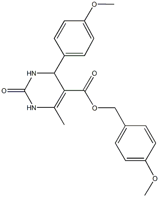 4-methoxybenzyl 4-(4-methoxyphenyl)-6-methyl-2-oxo-1,2,3,4-tetrahydro-5-pyrimidinecarboxylate 化学構造式