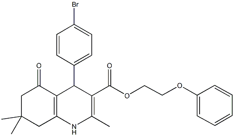 2-phenoxyethyl 4-(4-bromophenyl)-2,7,7-trimethyl-5-oxo-1,4,5,6,7,8-hexahydroquinoline-3-carboxylate Structure