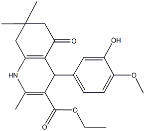 ethyl 4-(3-hydroxy-4-methoxyphenyl)-2,7,7-trimethyl-5-oxo-1,4,5,6,7,8-hexahydro-3-quinolinecarboxylate,312724-07-5,结构式