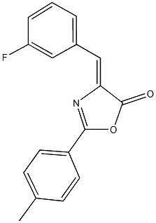 4-(3-fluorobenzylidene)-2-(4-methylphenyl)-1,3-oxazol-5(4H)-one Struktur