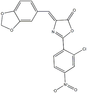 4-(1,3-benzodioxol-5-ylmethylene)-2-{2-chloro-4-nitrophenyl}-1,3-oxazol-5(4H)-one Structure