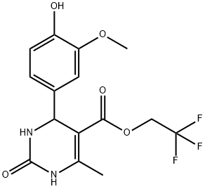 2,2,2-trifluoroethyl 4-(4-hydroxy-3-methoxyphenyl)-6-methyl-2-oxo-1,2,3,4-tetrahydro-5-pyrimidinecarboxylate Struktur