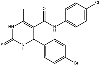 4-(4-bromophenyl)-N-(4-chlorophenyl)-6-methyl-2-thioxo-1,2,3,4-tetrahydropyrimidine-5-carboxamide,312735-15-2,结构式
