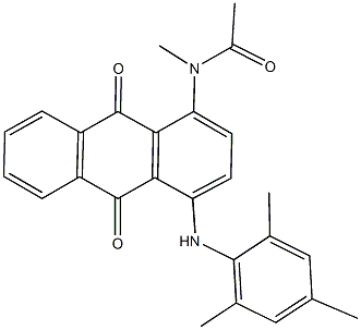 N-[4-(mesitylamino)-9,10-dioxo-9,10-dihydro-1-anthracenyl]-N-methylacetamide 化学構造式