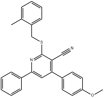 4-(4-methoxyphenyl)-2-[(2-methylbenzyl)sulfanyl]-6-phenylnicotinonitrile Structure