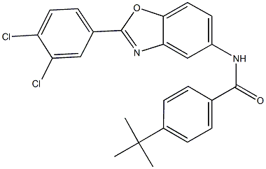 4-tert-butyl-N-[2-(3,4-dichlorophenyl)-1,3-benzoxazol-5-yl]benzamide 化学構造式