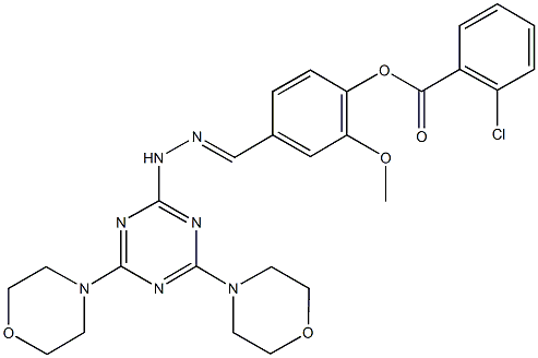 4-{2-[4,6-di(4-morpholinyl)-1,3,5-triazin-2-yl]carbohydrazonoyl}-2-methoxyphenyl 2-chlorobenzoate 结构式