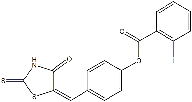 4-[(4-oxo-2-thioxo-1,3-thiazolidin-5-ylidene)methyl]phenyl 2-iodobenzoate Structure