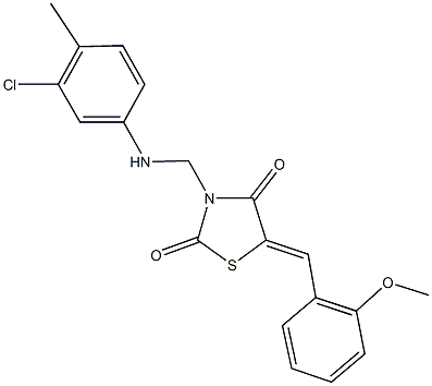 3-[(3-chloro-4-methylanilino)methyl]-5-(2-methoxybenzylidene)-1,3-thiazolidine-2,4-dione Structure