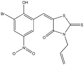 3-allyl-5-{3-bromo-2-hydroxy-5-nitrobenzylidene}-2-thioxo-1,3-thiazolidin-4-one Struktur
