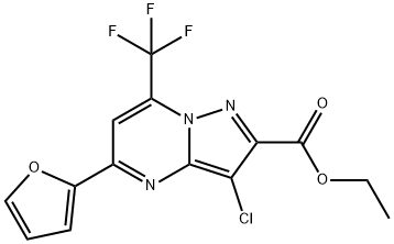 ethyl 3-chloro-5-(2-furyl)-7-(trifluoromethyl)pyrazolo[1,5-a]pyrimidine-2-carboxylate 化学構造式