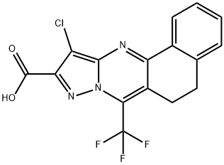 11-chloro-7-(trifluoromethyl)-5,6-dihydrobenzo[h]pyrazolo[5,1-b]quinazoline-10-carboxylic acid 化学構造式