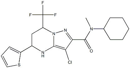 3-chloro-N-cyclohexyl-N-methyl-5-(2-thienyl)-7-(trifluoromethyl)-4,5,6,7-tetrahydropyrazolo[1,5-a]pyrimidine-2-carboxamide 化学構造式