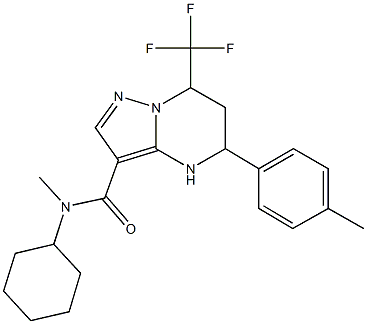 N-cyclohexyl-N-methyl-5-(4-methylphenyl)-7-(trifluoromethyl)-4,5,6,7-tetrahydropyrazolo[1,5-a]pyrimidine-3-carboxamide Struktur