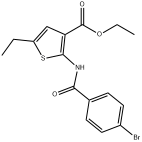 ethyl 2-[(4-bromobenzoyl)amino]-5-ethyl-3-thiophenecarboxylate Struktur