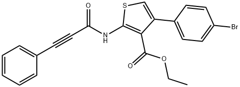 ethyl 4-(4-bromophenyl)-2-[(3-phenyl-2-propynoyl)amino]-3-thiophenecarboxylate Structure
