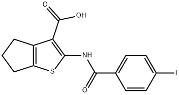 2-[(4-iodobenzoyl)amino]-5,6-dihydro-4H-cyclopenta[b]thiophene-3-carboxylic acid Struktur