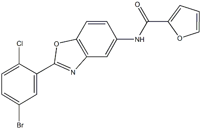 N-[2-(5-bromo-2-chlorophenyl)-1,3-benzoxazol-5-yl]-2-furamide 化学構造式