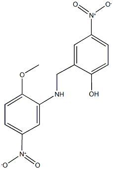 4-nitro-2-({5-nitro-2-methoxyanilino}methyl)phenol 结构式