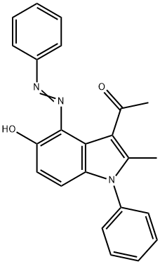 1-[5-hydroxy-2-methyl-1-phenyl-4-(phenyldiazenyl)-1H-indol-3-yl]ethanone Struktur