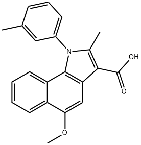 5-methoxy-2-methyl-1-(3-methylphenyl)-1H-benzo[g]indole-3-carboxylic acid 结构式