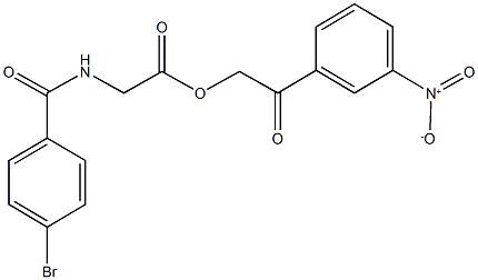 2-{3-nitrophenyl}-2-oxoethyl [(4-bromobenzoyl)amino]acetate Structure