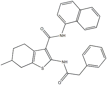 6-methyl-N-(1-naphthyl)-2-[(phenylacetyl)amino]-4,5,6,7-tetrahydro-1-benzothiophene-3-carboxamide Structure