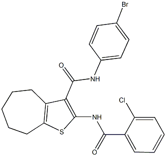 N-(4-bromophenyl)-2-[(2-chlorobenzoyl)amino]-5,6,7,8-tetrahydro-4H-cyclohepta[b]thiophene-3-carboxamide 结构式