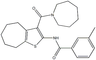 N-[3-(1-azepanylcarbonyl)-5,6,7,8-tetrahydro-4H-cyclohepta[b]thien-2-yl]-3-methylbenzamide 结构式