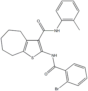 2-[(2-bromobenzoyl)amino]-N-(2-methylphenyl)-5,6,7,8-tetrahydro-4H-cyclohepta[b]thiophene-3-carboxamide Struktur