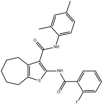 N-(2,4-dimethylphenyl)-2-[(2-fluorobenzoyl)amino]-5,6,7,8-tetrahydro-4H-cyclohepta[b]thiophene-3-carboxamide,312949-89-6,结构式