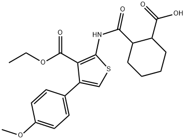 2-({[3-(ethoxycarbonyl)-4-(4-methoxyphenyl)-2-thienyl]amino}carbonyl)cyclohexanecarboxylic acid Struktur