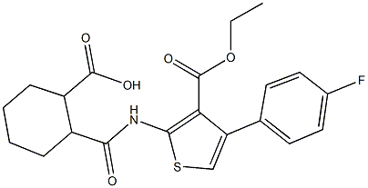 2-({[3-(ethoxycarbonyl)-4-(4-fluorophenyl)-2-thienyl]amino}carbonyl)cyclohexanecarboxylic acid Struktur