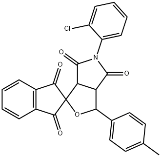 5-(2-chlorophenyl)-3-(4-methylphenyl)-4,6-dioxohexahydrospiro(1H-furo[3,4-c]pyrrole-1,2'-[1,3]-dioxoindane),313062-60-1,结构式