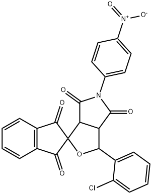 1-(2-chlorophenyl)-5-(4-nitrophenyl)-3a,6a-dihydrosprio[1H-furo[3,4-c]pyrrole-3,2'-(1'H)-indene]-1',3',4,6(2'H,3H,5H)-tetrone 结构式