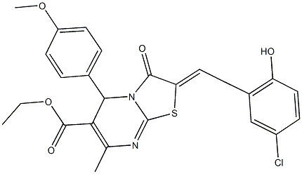 ethyl 2-[2-(5-chloro-2-hydroxyphenyl)ethylidene]-5-(4-methoxyphenyl)-7-methyl-3-oxo-2,3-dihydro-5H-[1,3]thiazolo[3,2-a]pyrimidine-6-carboxylate Structure