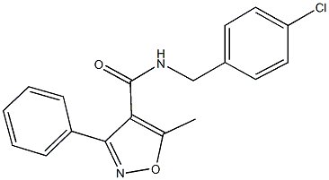N-(4-chlorobenzyl)-5-methyl-3-phenyl-4-isoxazolecarboxamide 化学構造式