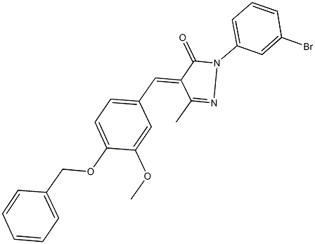 4-[4-(benzyloxy)-3-methoxybenzylidene]-2-(3-bromophenyl)-5-methyl-2,4-dihydro-3H-pyrazol-3-one 结构式