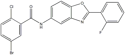 5-bromo-2-chloro-N-[2-(2-fluorophenyl)-1,3-benzoxazol-5-yl]benzamide 化学構造式