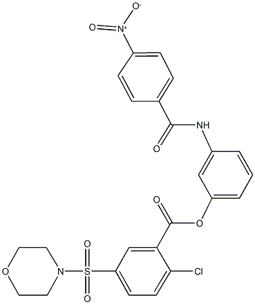 3-({4-nitrobenzoyl}amino)phenyl 2-chloro-5-(4-morpholinylsulfonyl)benzoate 化学構造式