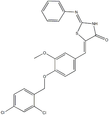 5-{4-[(2,4-dichlorobenzyl)oxy]-3-methoxybenzylidene}-2-(phenylimino)-1,3-thiazolidin-4-one Structure
