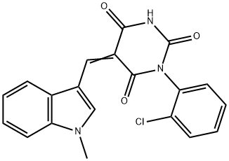 1-(2-chlorophenyl)-5-[(1-methyl-1H-indol-3-yl)methylene]-2,4,6(1H,3H,5H)-pyrimidinetrione 结构式