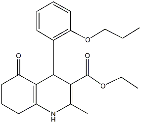 ethyl 2-methyl-5-oxo-4-(2-propoxyphenyl)-1,4,5,6,7,8-hexahydro-3-quinolinecarboxylate Structure