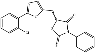 5-{[5-(2-chlorophenyl)-2-furyl]methylene}-3-phenyl-2-thioxo-1,3-thiazolidin-4-one Structure