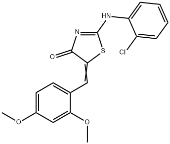 2-[(2-chlorophenyl)imino]-5-(2,4-dimethoxybenzylidene)-1,3-thiazolidin-4-one 结构式