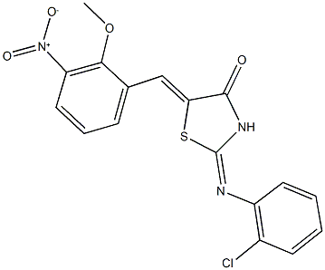 2-[(2-chlorophenyl)imino]-5-{3-nitro-2-methoxybenzylidene}-1,3-thiazolidin-4-one 结构式